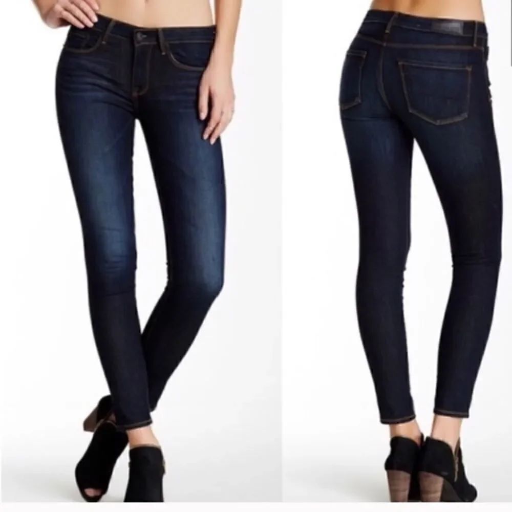 Dark Blue Mid Rise Skinny Jeans